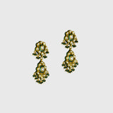 Elevate your elegance with this exquisite green Meena necklace and earring set, adorned with uncut diamonds. A timeless fusion of traditional artistry and luxury, perfect for weddings and grand celebrations.(KMNE3525)