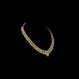 Elegant and timeless, this white two-line connected long necklace and earring pair features dazzling uncut diamonds. Perfect for adding grace and sparkle to weddings, festive events, or special celebrations.(KMNE3590) + (KME2373)