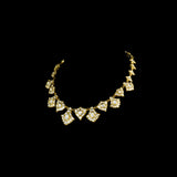 "Elegant diamond uncut polki necklace set with intricate handcrafted design, featuring matching earrings – perfect for weddings and festive occasions. Style code: KMNE3591."