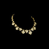 "Elegant diamond uncut polki necklace set with intricate handcrafted design, featuring matching earrings – perfect for weddings and festive occasions. Style code: KMNE3591."