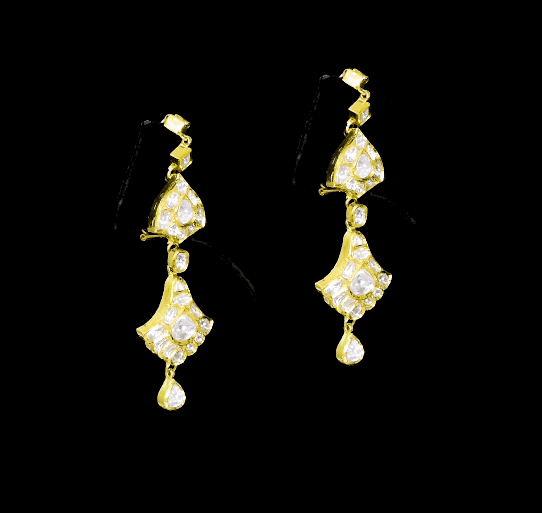 "Elegant diamond uncut polki necklace set with intricate handcrafted design, featuring matching earrings – perfect for weddings and festive occasions. Style code: KMNE3591."