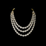 Discover versatile elegance with this fusion-style 3-line necklace and earring pair, featuring dazzling uncut and round diamonds. Each line is detachable, allowing you to wear it three unique ways—perfect for every occasion and mood.(KMNE3606)