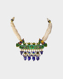 A traditional necklace crafted with diamond polki, highlighted by rich blue meena work and finished with elegant pearl stringing. Reflecting classic Indian artistry, this timeless design is perfect for weddings and festive occasions. (KMNE3639)