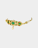 A mini necklace-cum-baju exquisitely crafted with diamond polki, carved emerald, and ruby accents, offering regal elegance with versatile traditional charm(KMNE3649)