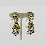 A traditional blue meena choker necklace and earring set adorned with hand-set diamond polki and strung with luminous pearls. Blending heritage enamel artistry with timeless elegance, it’s perfect for weddings and festive occasions. (KMNE3677)