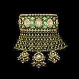Heritage Green Aad Necklace Celebrate timeless craftsmanship with this traditional green enamelled Aad necklace, (KMNE3717)