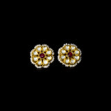 Traditional Diamond Polki & Ruby Necklace Set Celebrate timeless elegance with this traditional necklace and tops, featuring diamond polki, vibrant ruby accents, delicate pearl stringing, and exquisite handcrafted heritage-inspired artistry.(KMNE3753)