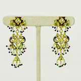 Traditional Peacock Diamond Polki Choker Set Traditional peacock design choker with matching earrings, crafted in diamond polki, vibrant enamel detailing, and pearl hangings, celebrating timeless Indian artistry and elegance.(KMNE3773)