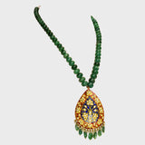 Red and Blue Enameled pendant and earring pair - KMPE1240