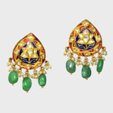 Red and Blue Enameled pendant and earring pair - KMPE1240