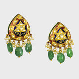 Red and Blue Enameled pendant and earring pair - KMPE1240