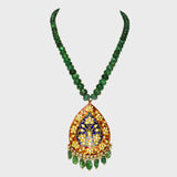 Red and Blue Enameled pendant and earring pair - KMPE1240