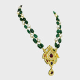 Exquisite Navratan Pendant and Earring Set - (KMPE1252)