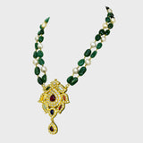 Exquisite Navratan Pendant and Earring Set - (KMPE1252)