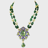 Exquisite Navratan Pendant and Earring Set - (KMPE1252)