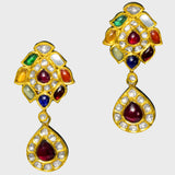 Exquisite Navratan Pendant and Earring Set - (KMPE1252)