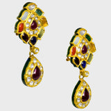 Exquisite Navratan Pendant and Earring Set - (KMPE1252)