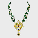 Exquisite Navratan Pendant and Earring Set - (KMPE1252)