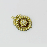 A simple red meena pendant accented with diamond polki, reflecting timeless elegance and refined traditional craftsmanship. (KMPE1352)