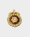 A simple red meena pendant accented with diamond polki, reflecting timeless elegance and refined traditional craftsmanship. (KMPE1352)