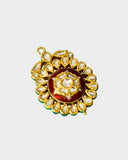 A simple red meena pendant accented with diamond polki, reflecting timeless elegance and refined traditional craftsmanship. (KMPE1352)