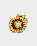 A simple red meena pendant accented with diamond polki, reflecting timeless elegance and refined traditional craftsmanship. (KMPE1352)