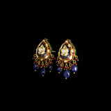 Royal Enamel Pendant Set Exquisite red and blue enamel pendant set adorned with diamond polki, beautifully strung with ruby and sapphire maniya for timeless royal elegance.(KMPE1363)