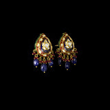Royal Enamel Pendant Set Exquisite red and blue enamel pendant set adorned with diamond polki, beautifully strung with ruby and sapphire maniya for timeless royal elegance.(KMPE1363)