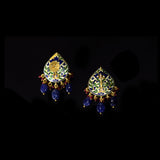 Royal Enamel Pendant Set Exquisite red and blue enamel pendant set adorned with diamond polki, beautifully strung with ruby and sapphire maniya for timeless royal elegance.(KMPE1363)