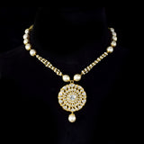 A timeless polki diamond pendant set crafted in gold, beautifully paired with pearl stringing and South Sea pearls, creating a graceful blend of heritage elegance and refined sophistication for every occasion. (KMPE1393)