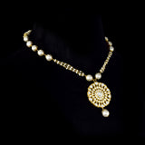 A timeless polki diamond pendant set crafted in gold, beautifully paired with pearl stringing and South Sea pearls, creating a graceful blend of heritage elegance and refined sophistication for every occasion. (KMPE1393)