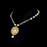 A timeless polki diamond pendant set crafted in gold, beautifully paired with pearl stringing and South Sea pearls, creating a graceful blend of heritage elegance and refined sophistication for every occasion. (KMPE1393)