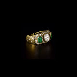 Diamond Polki & Emerald Ring A bold Diamond Rose cut , Diamond Round  and Emerald ring crafted with intricate detailing, celebrating regal elegance and exceptional craftsmanship.(KMR0178)