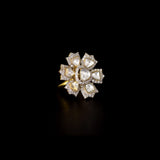 Radiant Diamond Polki Ring Exquisite diamond polki and brilliant diamonds bloom in a floral-inspired ring, radiating timeless elegance.(KMR0179)