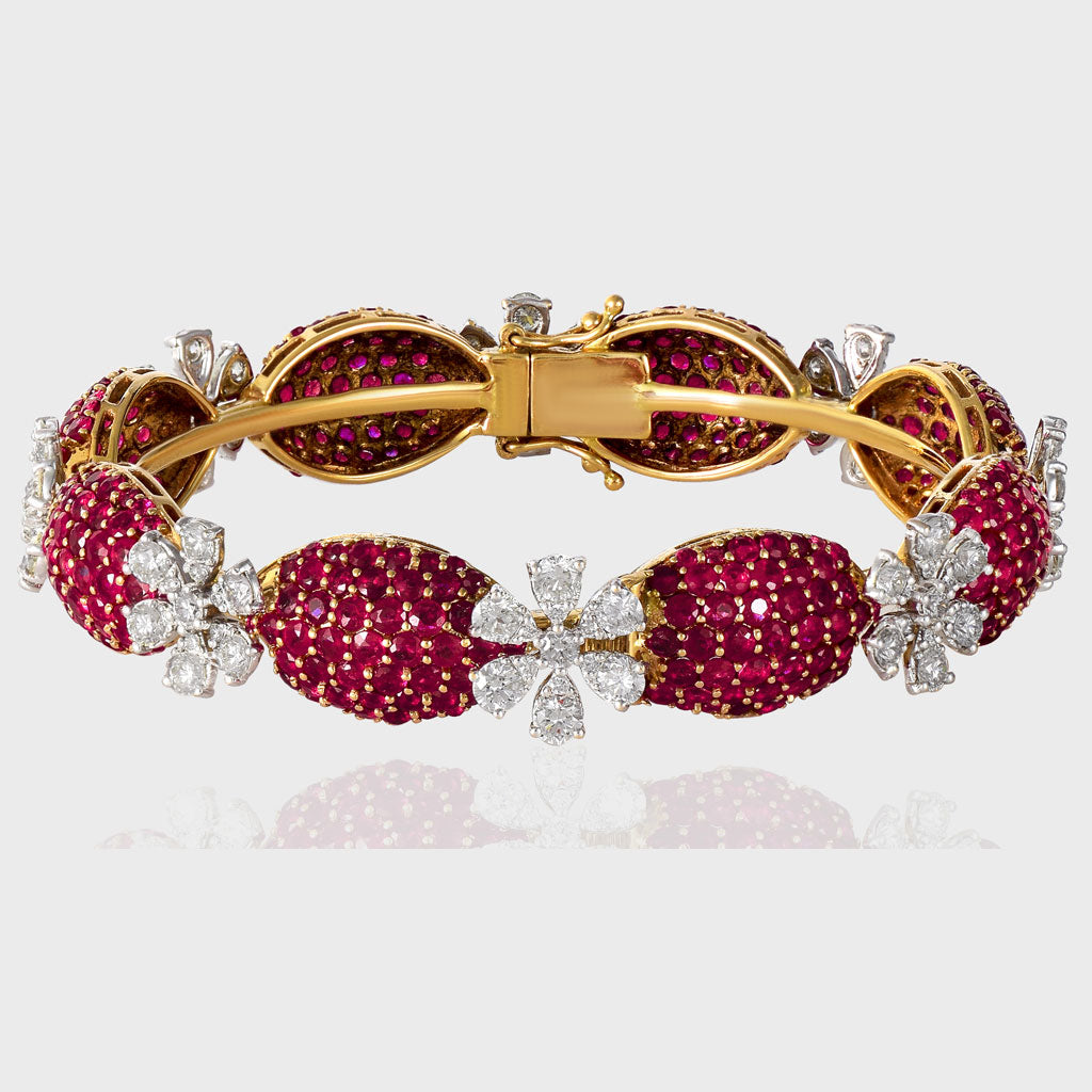 Discover eternal glamour with our ruby and diamond designer kada - (PGDB061)