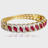 Discover timeless elegance with our Ruby Marquise and Diamond Bracelet - (PGDB067)