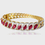 Discover timeless elegance with our Ruby Marquise and Diamond Bracelet - (PGDB067)