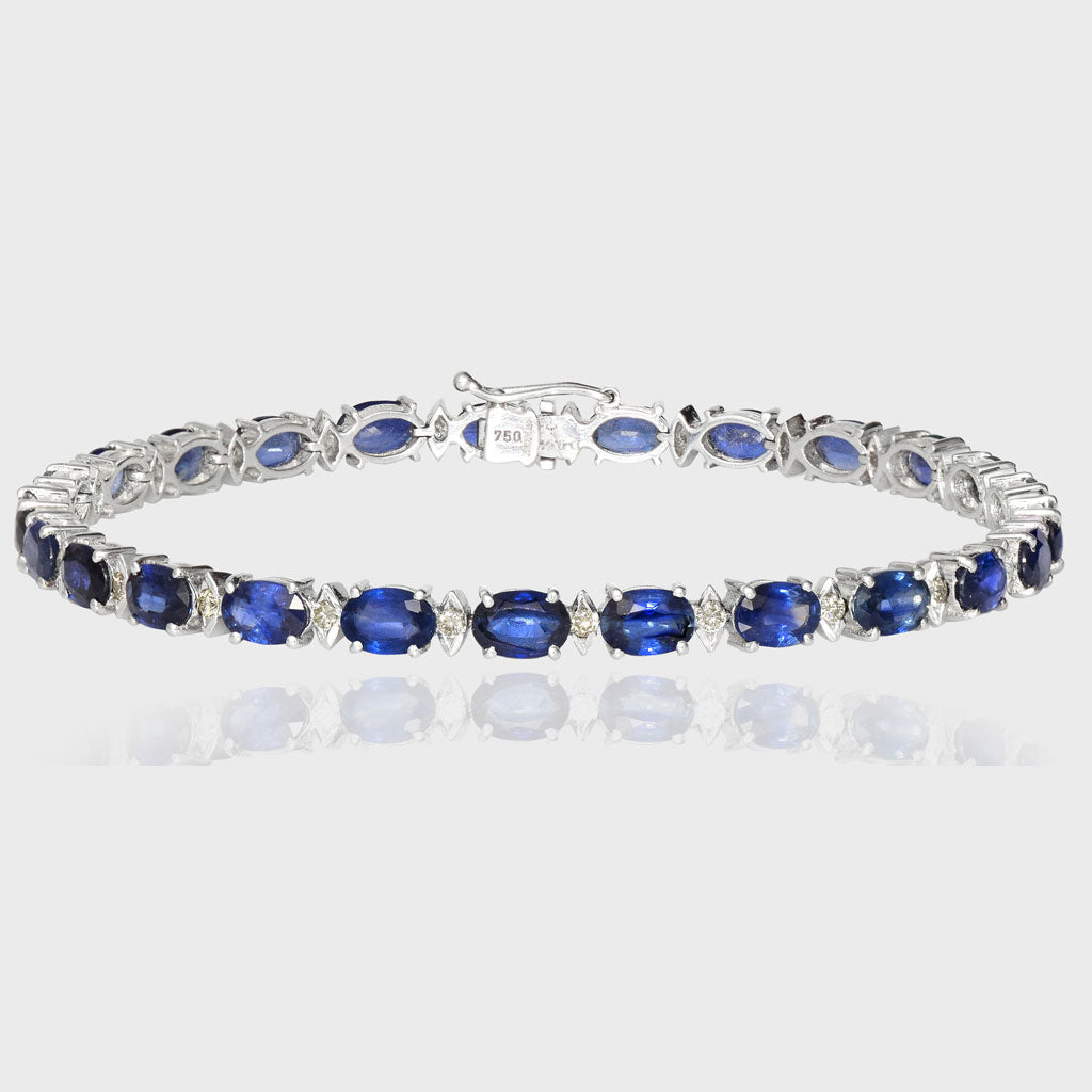 Indulge in sophistication with our Sapphire Oval and Diamond Bracelet - (PGDBR035)