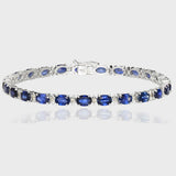 Indulge in sophistication with our Sapphire Oval and Diamond Bracelet - (PGDBR035)