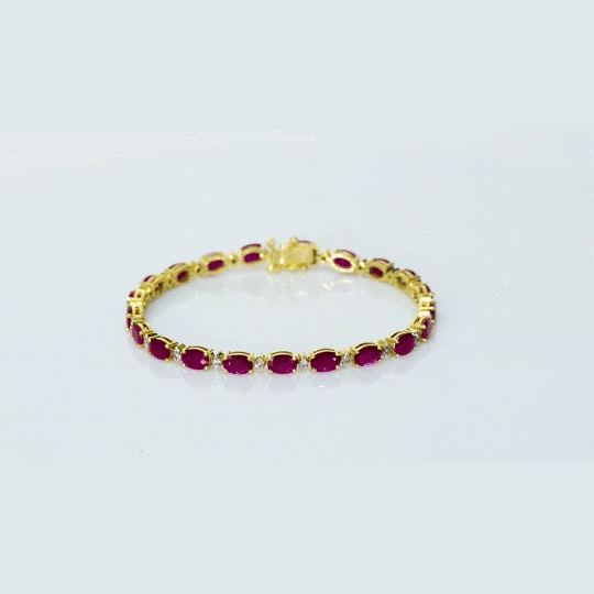 Sleek ruby and diamond bracelet featuring vibrant color, subtle sparkle, and timeless elegance—perfect for everyday wear and celebrations.(PGDBR076)