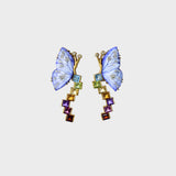 Delicate butterfly motifs meet colorful semi-precious stones and diamonds, creating a playful yet elegant designer earring perfect for modern jewelry lovers.(PGDE0232)