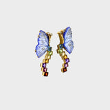 Delicate butterfly motifs meet colorful semi-precious stones and diamonds, creating a playful yet elegant designer earring perfect for modern jewelry lovers.(PGDE0232)