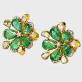 Experience luxury redefined with our Fusion Style Tops, featuring the captivating allure of Emerald-Cut Pear gems alongside shimmering Diamond Polki and Diamond Rounds.(PGDE0327)