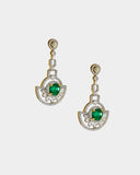 Stunning emerald and diamond long earrings, perfect for graceful, classic elegance.(PGDE0412)