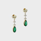 Featuring premium pear-shaped emeralds accented by shimmering diamonds, these statement earrings showcase refined craftsmanship, luxurious beauty, and a rich, graceful presence.(PGDE0439)