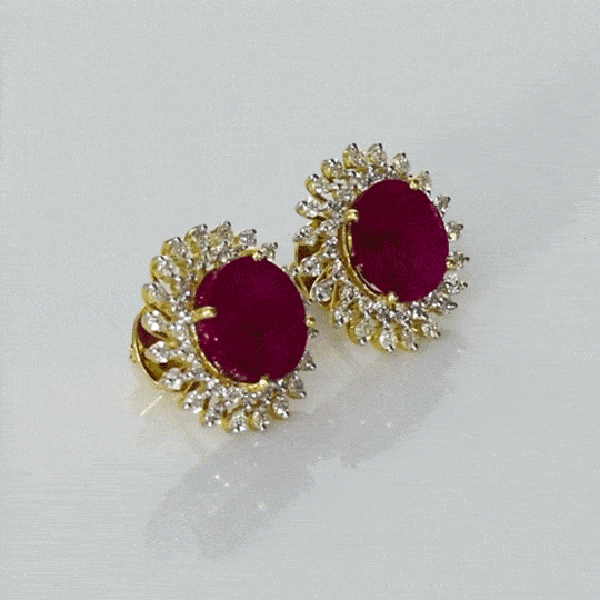 Radiant rubies surrounded by sparkling diamonds create beautiful tops that blend classic elegance with everlasting charm and grace.(PGDE0441)