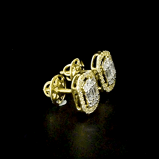 Brilliant Diamond Tops Elegant diamond tops featuring baguette and round-cut diamonds, framed by a shimmering diamond halo for timeless sophistication and everyday luxury.(PGDE0448)