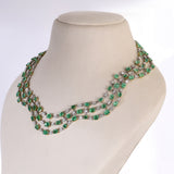Colombian Emerald Masterpiece Exquisite necklace set featuring exceptional Colombian emeralds, brilliant round and baguette diamonds in an elegant multi-layer design, paired with graceful statement earrings radiating timeless luxury.(PGDNE057)