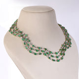 Colombian Emerald Masterpiece Exquisite necklace set featuring exceptional Colombian emeralds, brilliant round and baguette diamonds in an elegant multi-layer design, paired with graceful statement earrings radiating timeless luxury.(PGDNE057)