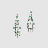 Colombian Emerald Masterpiece Exquisite necklace set featuring exceptional Colombian emeralds, brilliant round and baguette diamonds in an elegant multi-layer design, paired with graceful statement earrings radiating timeless luxury.(PGDNE057)